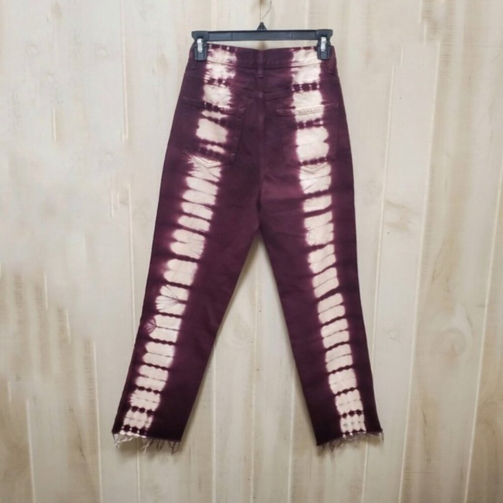 Pac Sun Eco Raspberry Tie Dye Jeans Raw Hem Straight Like NEW 5 button f… - Picture 5 of 10